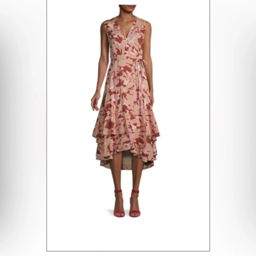 ROLLER RABBIT Camo Floral-Print Wrap Dress Size L Viscose NWOT - Picture 1 of 9